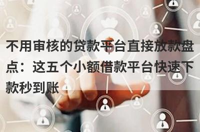 不用审核的贷款平台直接放款盘点：这五个小额借款平台快速下款秒到账！