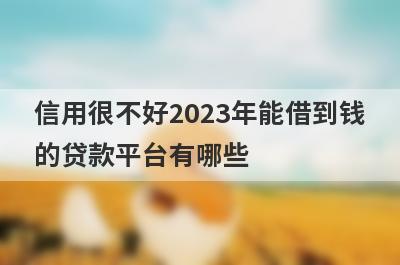 信用很不好2023年能借到钱的贷款平台有哪些？这几个当天能到账