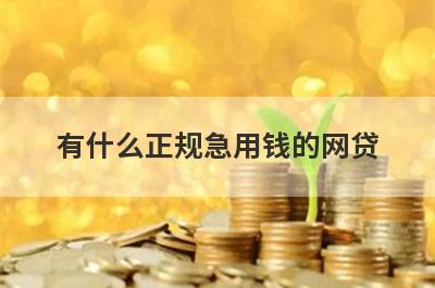 有什么正规急用钱的网贷
