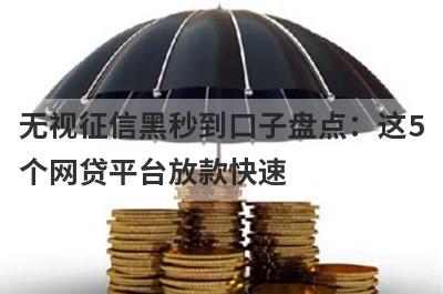 无视征信黑秒到口子盘点：这5个网贷平台放款快速，可以迅速解决资金需求！
