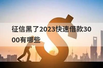征信黑了2023快速借款3000有哪些？这几个征信黑了也能秒下3000