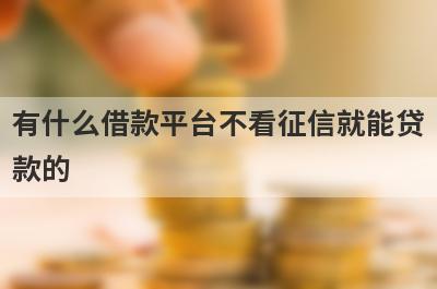 有什么借款平台不看征信就能贷款的？这些都比较不错