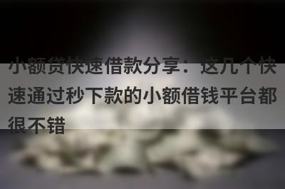 小额贷快速借款分享：这几个快速通过秒下款的小额借钱平台都很不错！