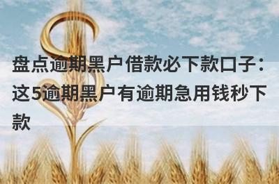 盘点逾期黑户借款必下款口子：这5逾期黑户有逾期急用钱秒下款