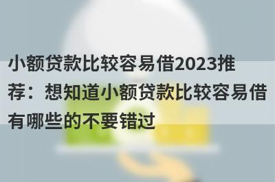 小额贷款比较容易借2023推荐：想知道小额贷款比较容易借有哪些的不要错过！
