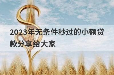 2023年无条件秒过的小额贷款分享给大家，这5个小额贷款平台通过率高，秒批极速放款！