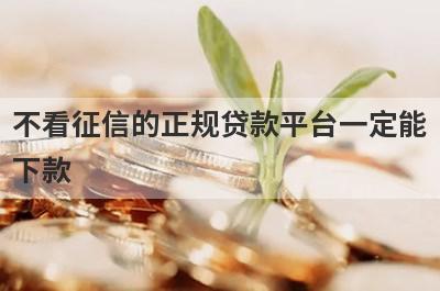 不看征信的正规贷款平台一定能下款 借钱不看征信的网贷