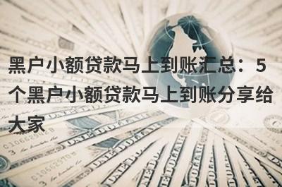 黑户小额贷款马上到账汇总：5个黑户小额贷款马上到账分享给大家！
