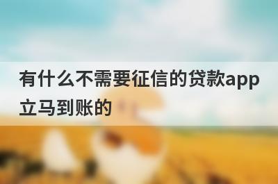 有什么不需要征信的贷款app立马到账的 盘点5个不需要征信的贷款app立马到账的