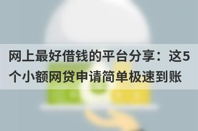 网上最好借钱的平台分享：这5个小额网贷申请简单极速到账！