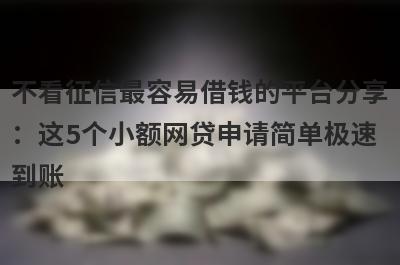 不看征信最容易借钱的平台分享：这5个小额网贷申请简单极速到账！