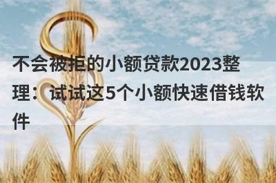 不会被拒的小额贷款2023整理：试试这5个小额快速借钱软件