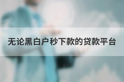 无论黑白户秒下款的贷款平台 独家盘点无视黑白必下款的网贷口子