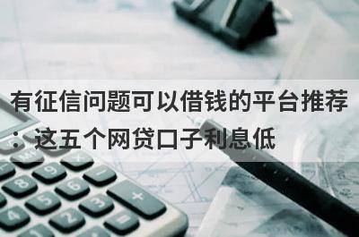 有征信问题可以借钱的平台推荐
：这五个网贷口子利息低

