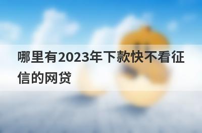 哪里有2023年下款快不看征信的网贷？急用钱试试这些小额贷款