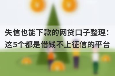 失信也能下款的网贷口子整理：这5个都是借钱不上征信的平台