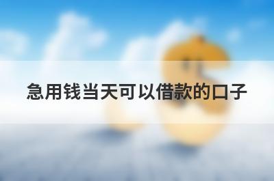 急用钱当天可以借款的口子（百分百能借到钱的小额贷款）