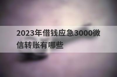 2023年借钱应急3000微信转账有哪些？这5个12月份很好通过