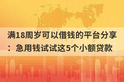 满18周岁可以借钱的平台分享：急用钱试试这5个小额贷款！