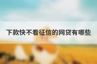 下款快不看征信的网贷有哪些？借钱不需要征信的平台