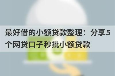 最好借的小额贷款整理：分享5个网贷口子秒批小额贷款