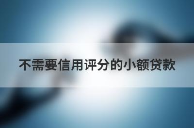 不需要信用评分的小额贷款