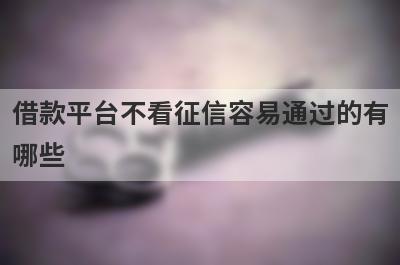 借款平台不看征信容易通过的有哪些？整理5个征信很差也可以借钱