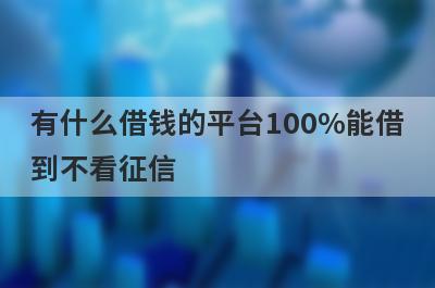 有什么借钱的平台100%能借到不看征信？可以试试这五个小额贷款