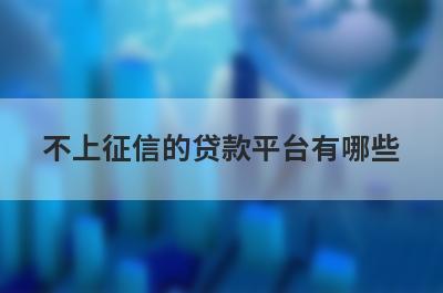 不上征信的贷款平台有哪些？不查征信的网贷平台