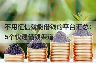 不用征信就能借钱的平台汇总：5个快速借钱渠道，轻松解决急需用钱！