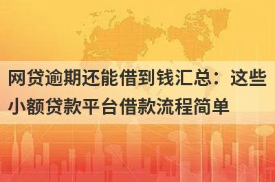 网贷逾期还能借到钱汇总：这些小额贷款平台借款流程简单，放款快速！