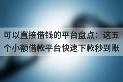 可以直接借钱的平台盘点：这五个小额借款平台快速下款秒到账！