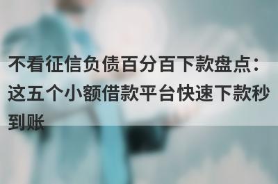 不看征信负债百分百下款盘点：这五个小额借款平台快速下款秒到账！