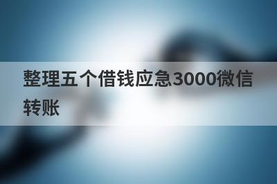 整理五个借钱应急3000微信转账，需要的可以试试