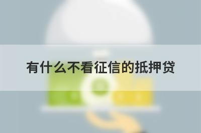 有什么不看征信的抵押贷？这几个都可以了解