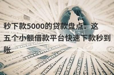 秒下款5000的贷款盘点：这五个小额借款平台快速下款秒到账！