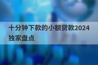 十分钟下款的小额贷款2024独家盘点，这几个十分钟下款的小额贷款2024快速下款秒到账！