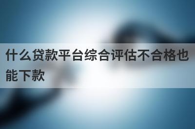 什么贷款平台综合评估不合格也能下款？盘点几个综合评估不合格能借的口子