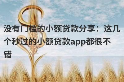 没有门槛的小额贷款分享：这几个秒过的小额贷款app都很不错！