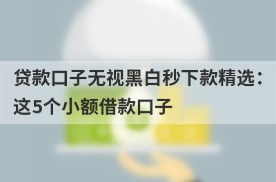贷款口子无视黑白秒下款精选：这5个小额借款口子，轻松借到急需资金！