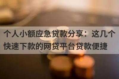 个人小额应急贷款分享：这几个快速下款的网贷平台贷款便捷，秒到账！