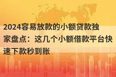 2024容易放款的小额贷款独家盘点：这几个小额借款平台快速下款秒到账！
