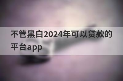 不管黑白2024年可以贷款的平台app，不管黑白2024年秒到账？