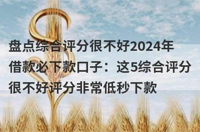 盘点综合评分很不好2024年借款必下款口子：这5综合评分很不好评分非常低秒下款