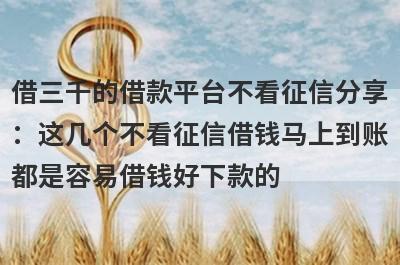 借三千的借款平台不看征信分享：这几个不看征信借钱马上到账都是容易借钱好下款的