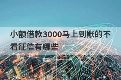 小额借款3000马上到账的不看征信有哪些？百分百能借到钱的小额贷款