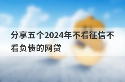 分享五个2024年不看征信不看负债的网贷，可以满足大家的需求