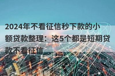 2024年不看征信秒下款的小额贷款整理：这5个都是短期贷款不看征信