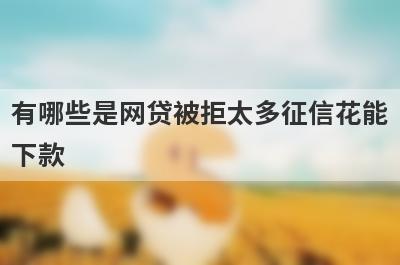 有哪些是网贷被拒太多征信花能下款 这几个网贷被拒太多征信花能下款百分百下款马上到账