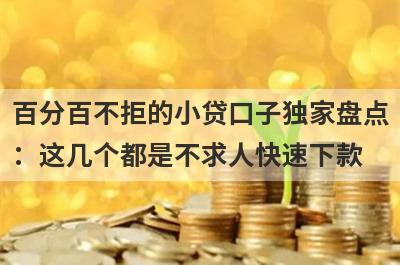 百分百不拒的小贷口子独家盘点：这几个都是不求人快速下款